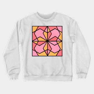 Pink Coral Peach Geometric Abstract Acrylic Painting Crewneck Sweatshirt